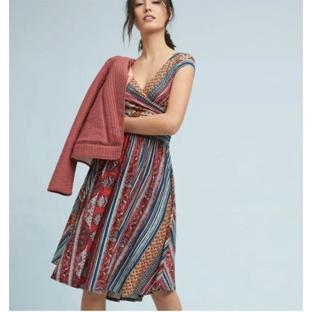 Anthropologie Maeve Tamera Wrap Dress XS Boho Paisley Midi Whimsigoth